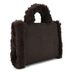 Clearance Frame Midi Faux Fur Trim Tote Bag Women Top Handle Bags|Tote Bags