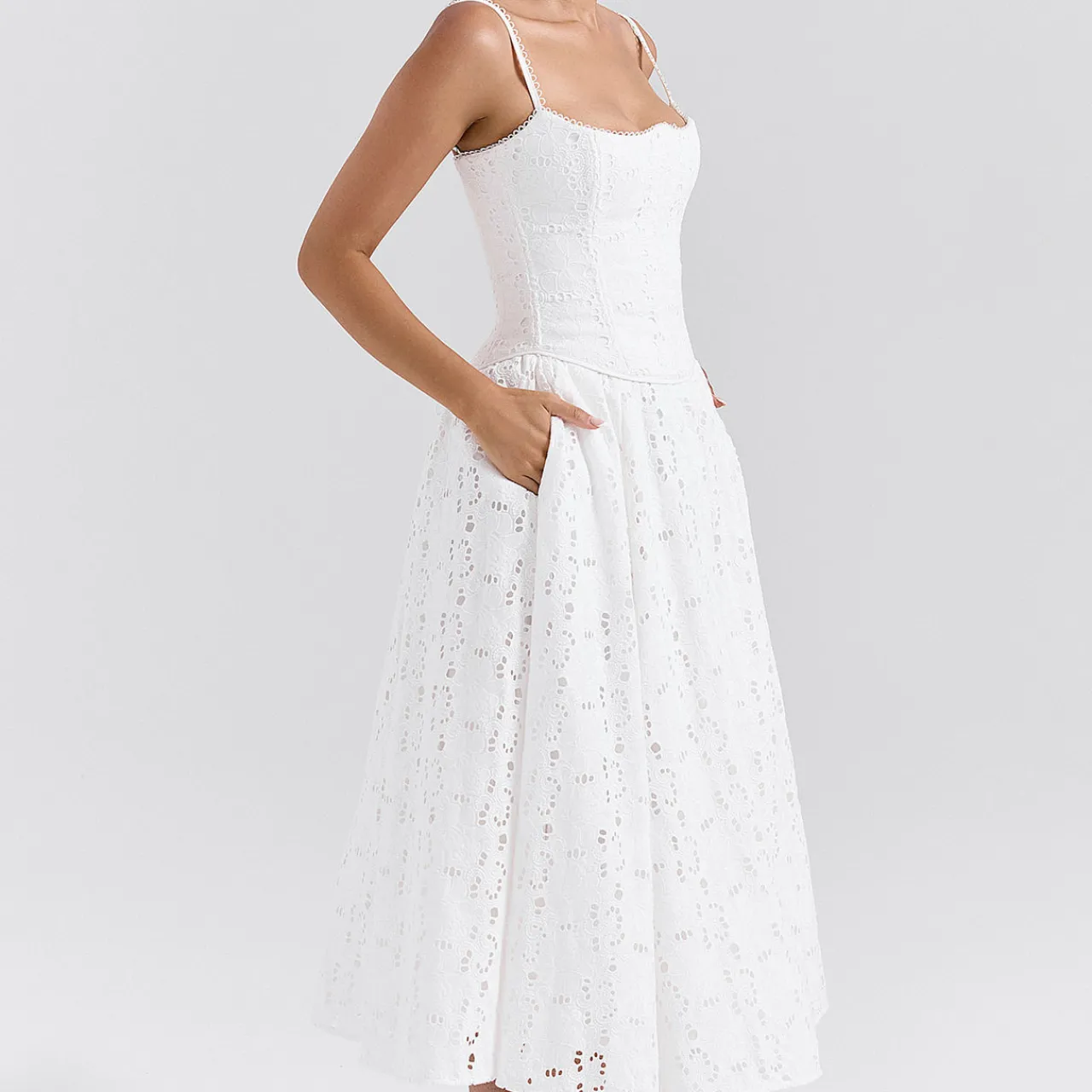 Discount Francine Broderie Anglais Flared Skirt Women Skirts