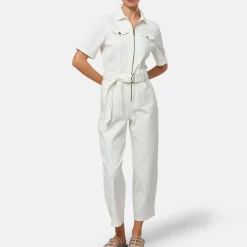 Frankie Belted Twill Jumpsuit Women Jumpsuits