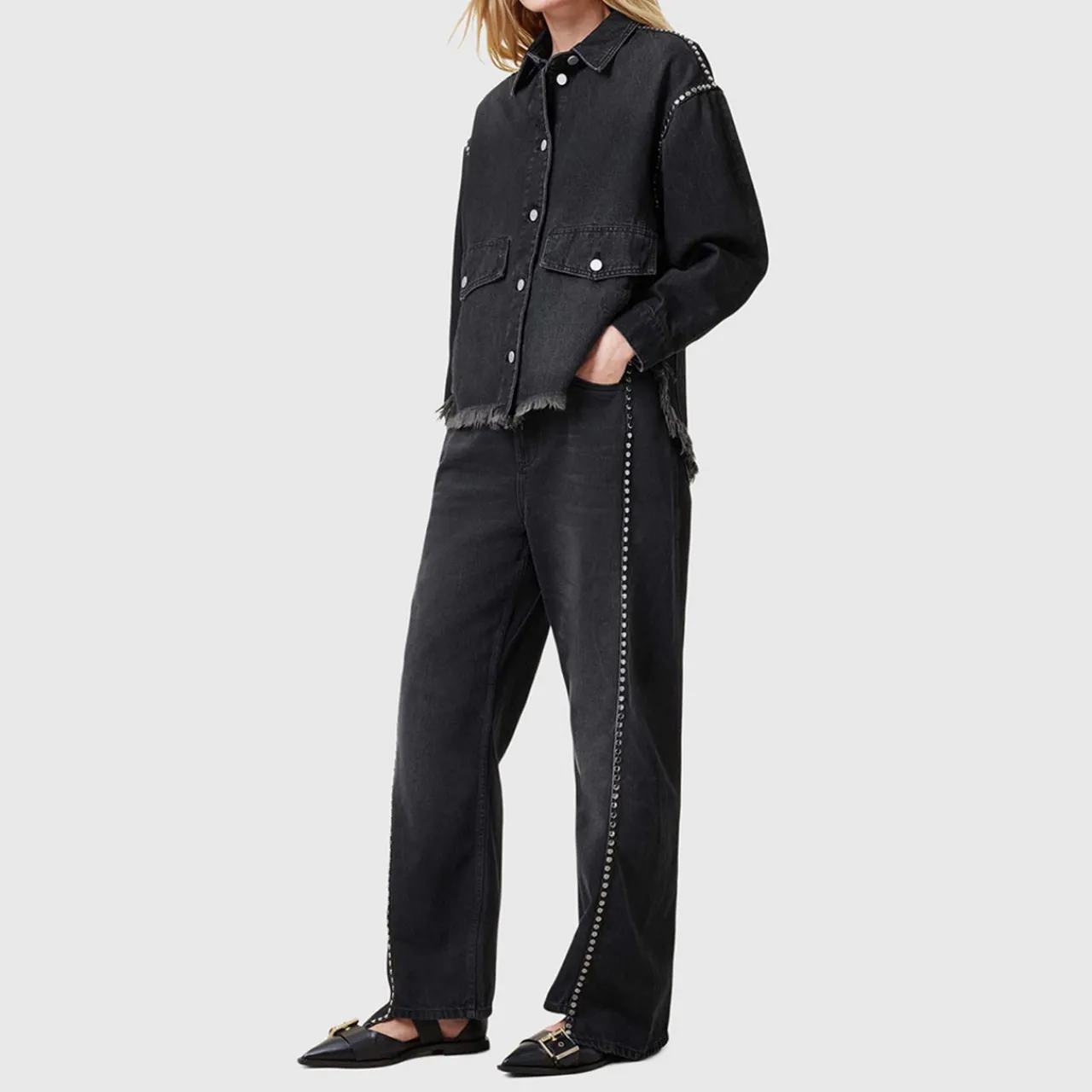 Outlet Frankie Studded Wide Leg Jeans Women Denim
