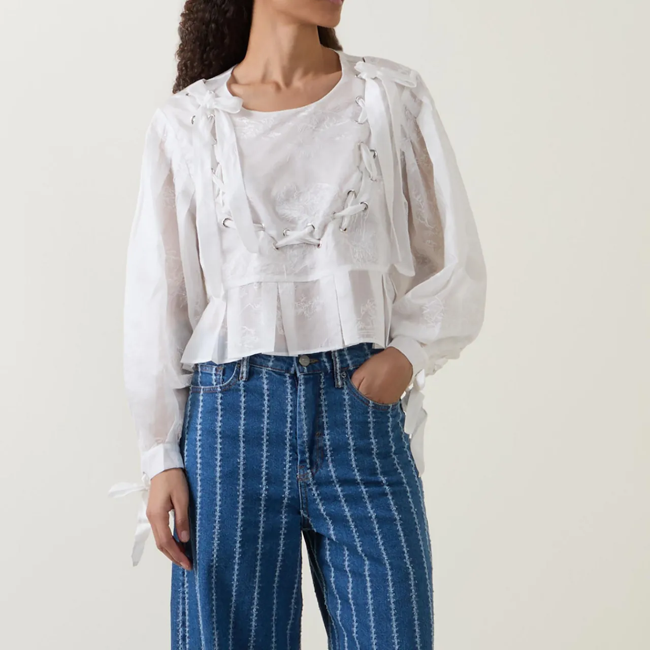 Best Freni Ribbon-Detail Blouse Women Tops