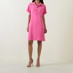 Outlet Front Pocket Shirt Dress Women Dresses