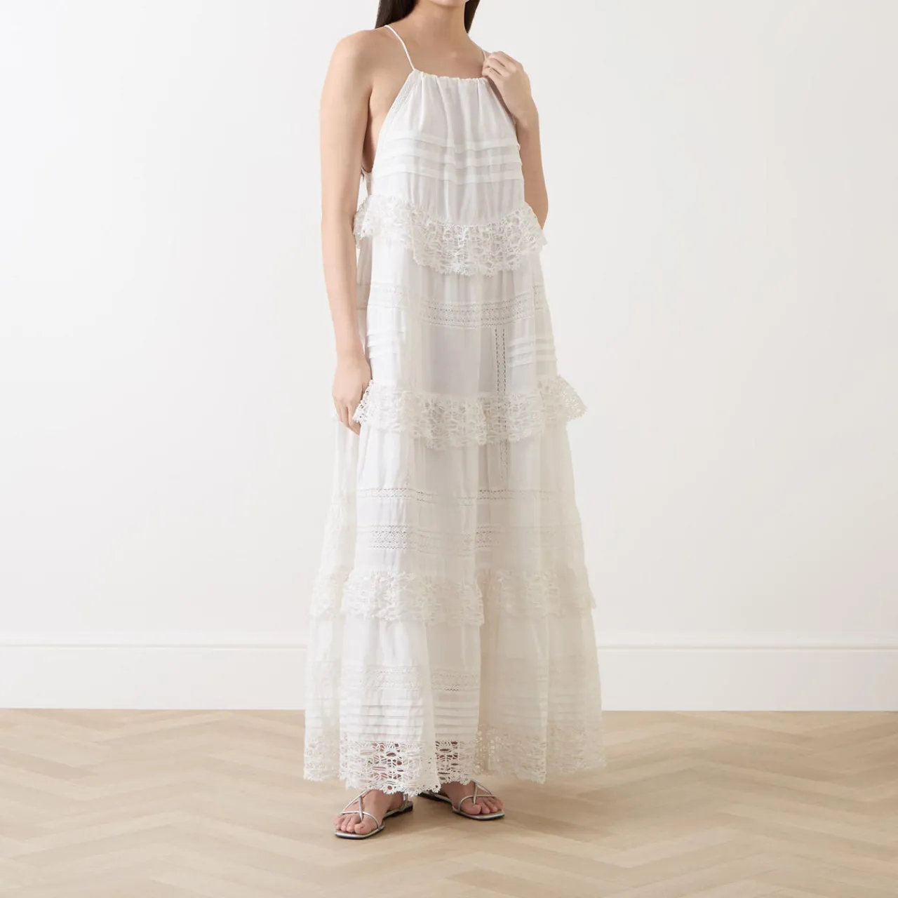 Online Fuenta Lace Tiered Flared Dress Women Dresses