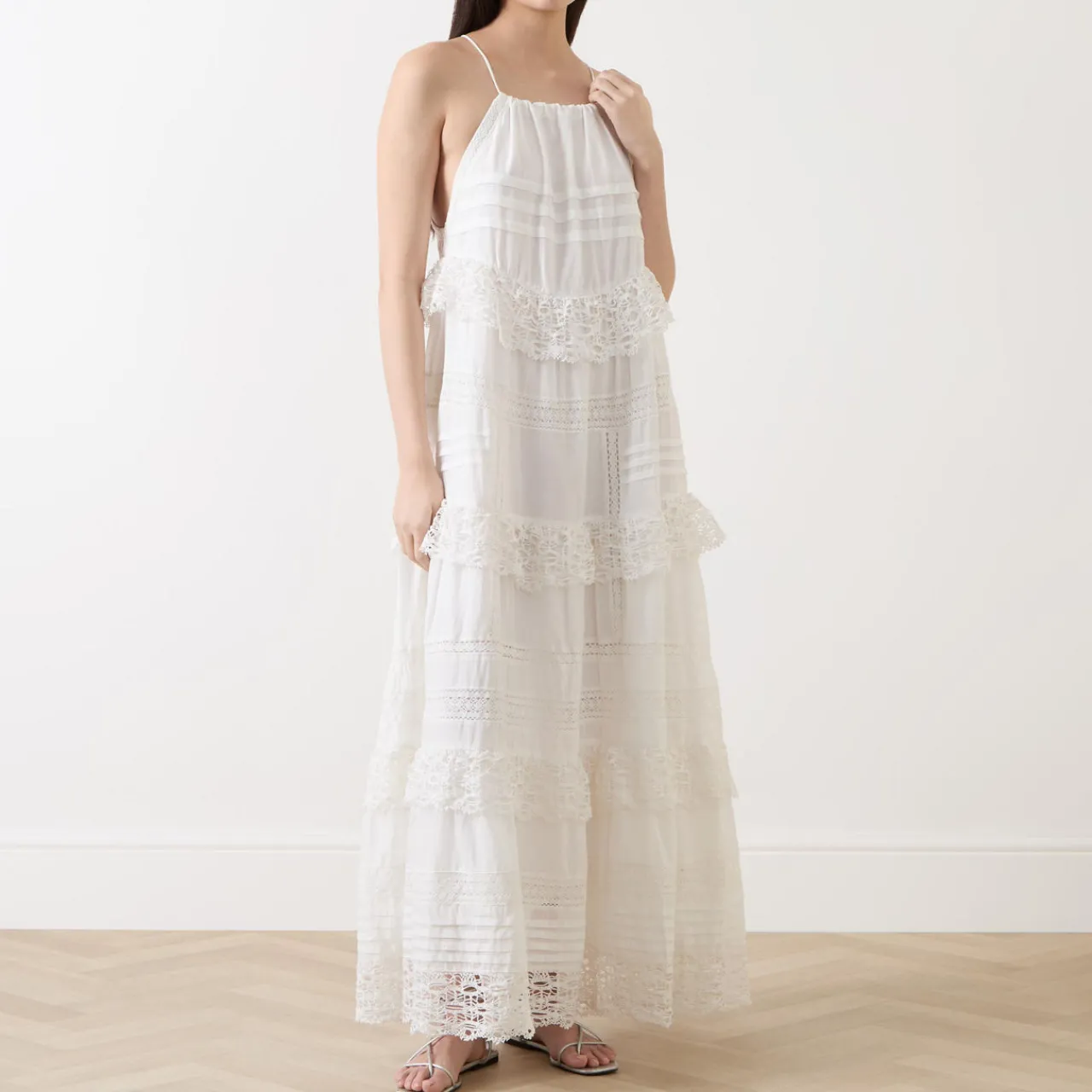 Online Fuenta Lace Tiered Flared Dress Women Dresses