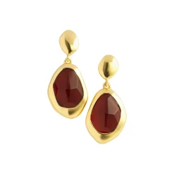 Garnet Large Stepping Stone Earrings Women Earrings