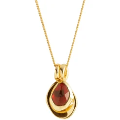 Discount Garnet Pebble Charms Necklace Women Necklaces