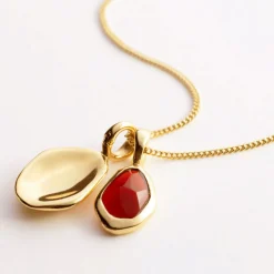 Discount Garnet Pebble Charms Necklace Women Necklaces