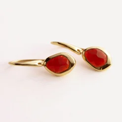 Clearance Garnet Pebble Hook Earrings Women Earrings