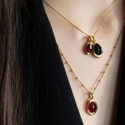 Sale Garnet Stepping Stone Pendant Necklace Women Necklaces