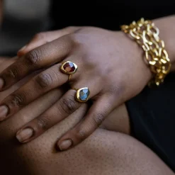 Hot Garnet Stepping Stone Ring Women Rings