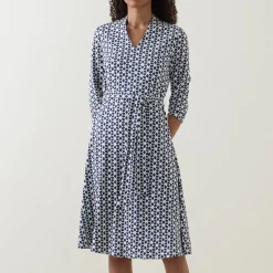 Discount Geometric Belted Dress Women Dresses