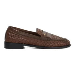 Outlet Ginello Woven Penny Loafers Women Flats