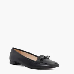 Outlet Glows Leather Square Toe Bow Trim Loafers Women Loafers