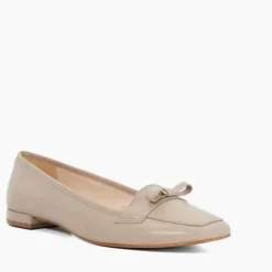 Glows Leather Square Toe Bow Trim Loafers Women Loafers
