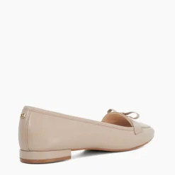 Glows Leather Square Toe Bow Trim Loafers Women Loafers