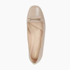 Glows Leather Square Toe Bow Trim Loafers Women Loafers