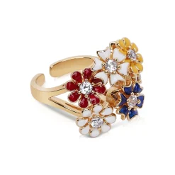 Outlet Gold Plated Revolving Cluster Floral Ring Women Rings