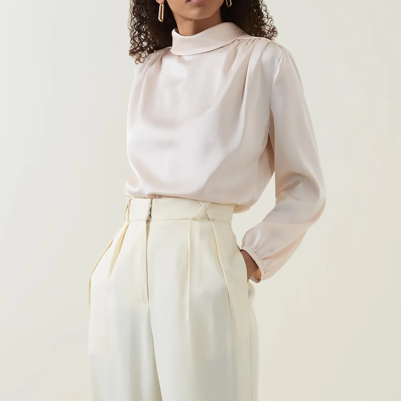Best Gwyneth Blouson-Sleeve Blouse Women Tops