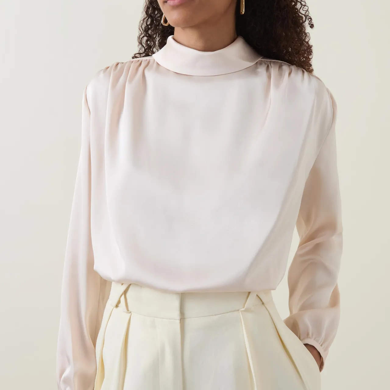 Best Gwyneth Blouson-Sleeve Blouse Women Tops