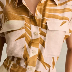 Discount Harri Palm Print Belted Playsuit Women Jumpsuits