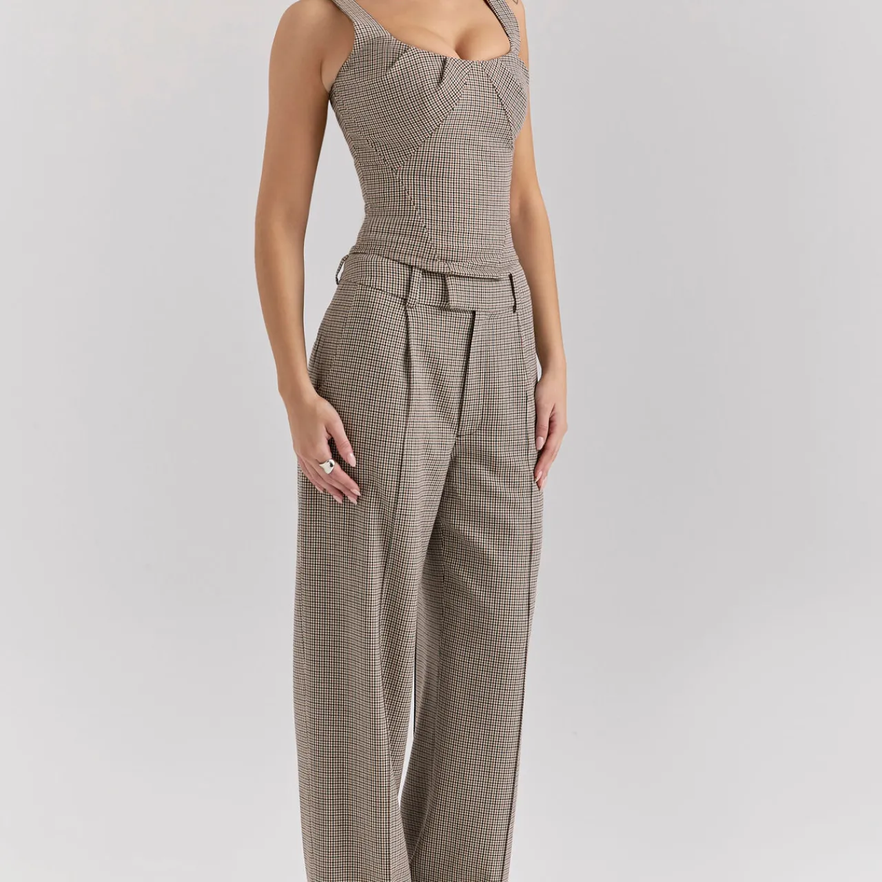 Best Hayden Puppytooth High-Waist Trousers Women Trousers & Shorts