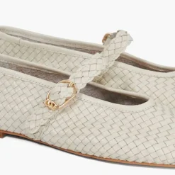 Clearance Headline Leather Woven Mary Jane Ballet Flats Women Flats
