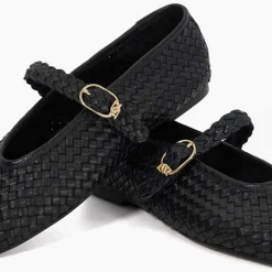 Sale Headline Leather Woven Mary Jane Ballet Flats Women Flats