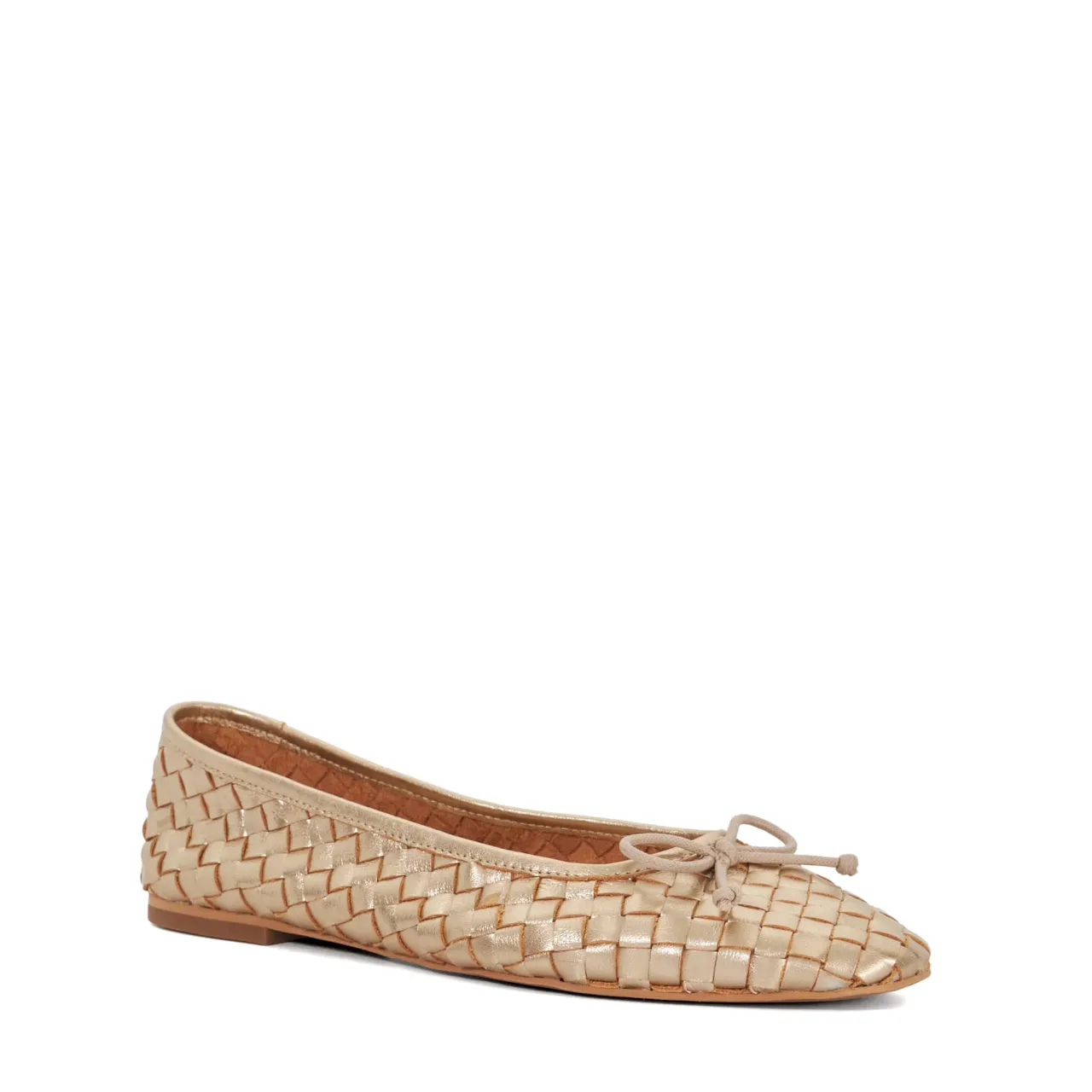 Online Heat Woven Leather Bow Detail Ballet Flats Women Flats