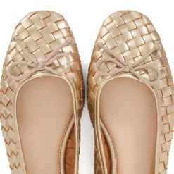 Online Heat Woven Leather Bow Detail Ballet Flats Women Flats