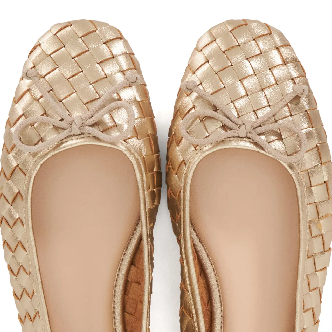 Online Heat Woven Leather Bow Detail Ballet Flats Women Flats