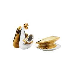 Hera Dome Double Ridge Medium Hoop Earrings Women Earrings