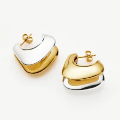 Hera Dome Double Ridge Medium Hoop Earrings Women Earrings