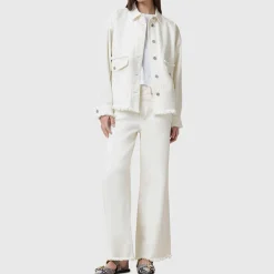 New Hettie Raw Hem Denim Jacket Women Coats & Jackets