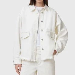 New Hettie Raw Hem Denim Jacket Women Coats & Jackets