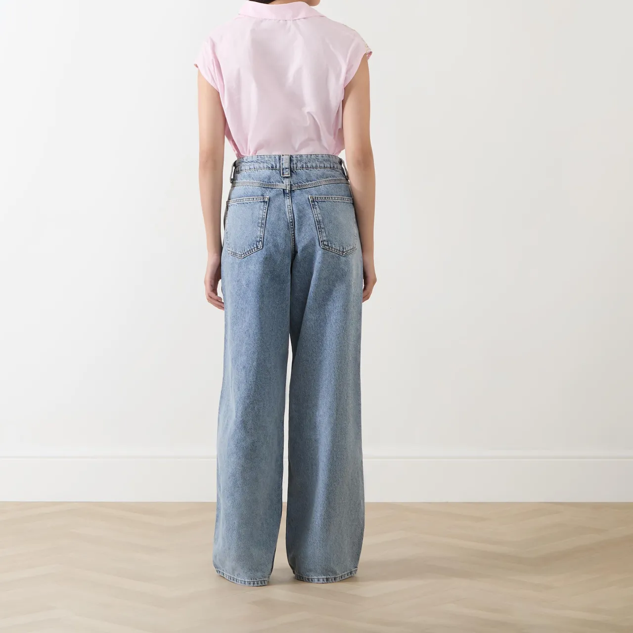 Best Higg Rhinestone Wide Leg Jeans Women Denim