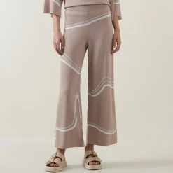 High-Rise Abstract Stripe Wide Leg Trousers Women Trousers & Shorts