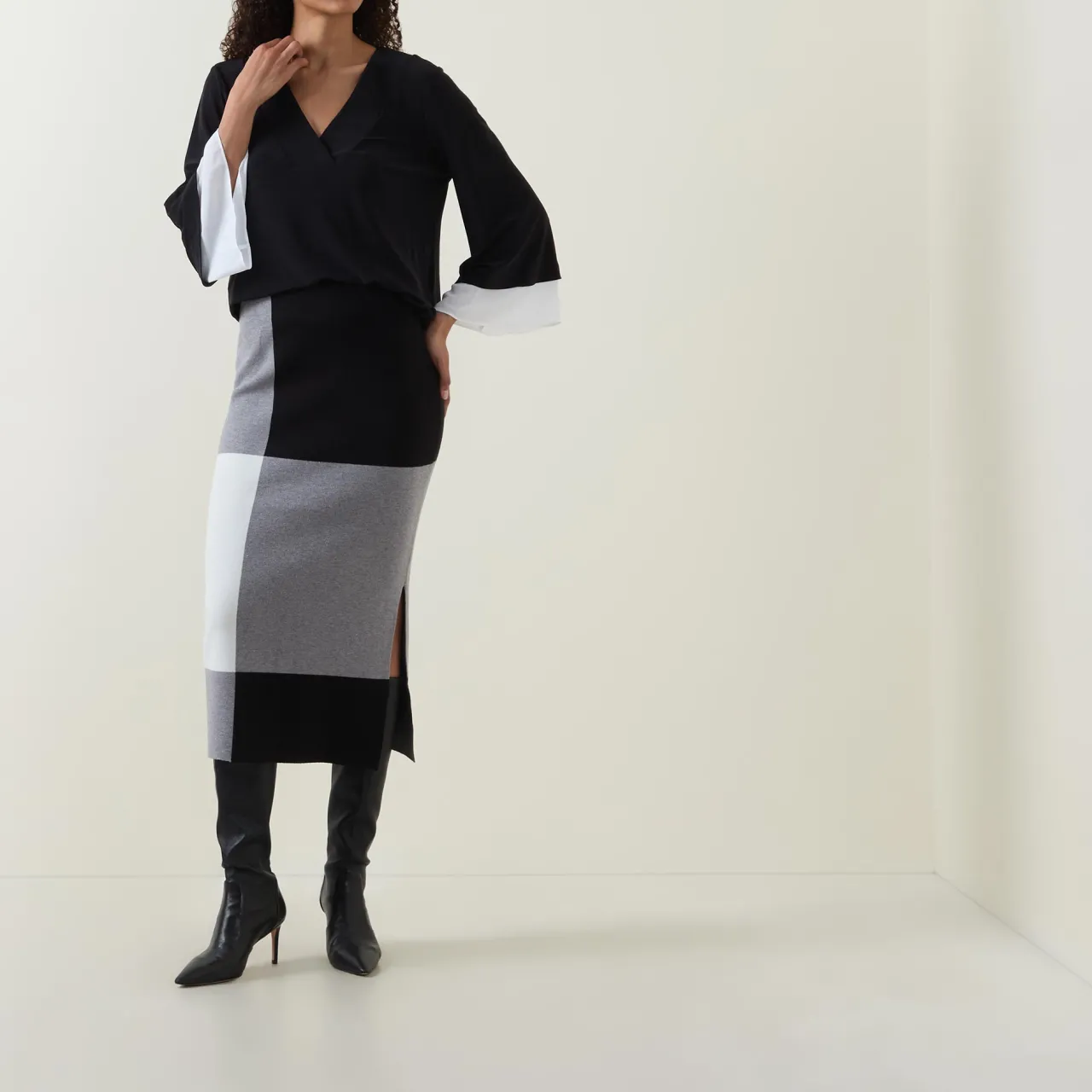 Discount High-Rise Colour-Block Pencil Skirt Women Skirts