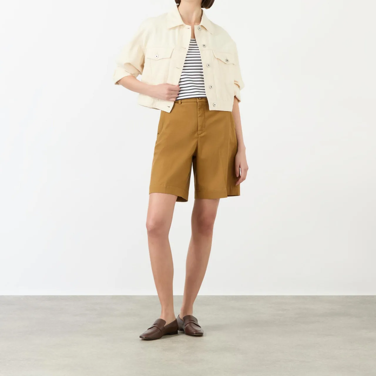 High-Rise Twill Shorts Women Trousers & Shorts