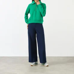 Clearance High-Rise Wide Leg Twill Trousers Women Trousers & Shorts