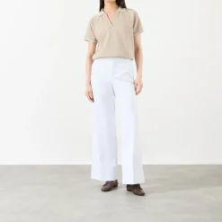 High-Rise Wide Leg Twill Trousers Women Trousers & Shorts
