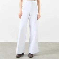 High-Rise Wide Leg Twill Trousers Women Trousers & Shorts