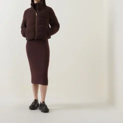 New Hudson Logo Padded Velvet Jacket Women Coats & Jackets