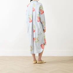 New Ihortland Stripe Embroidered Shirt Dress Women Dresses