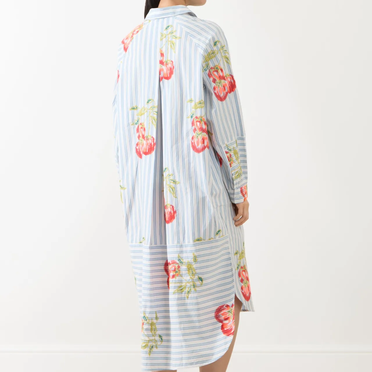 New Ihortland Stripe Embroidered Shirt Dress Women Dresses