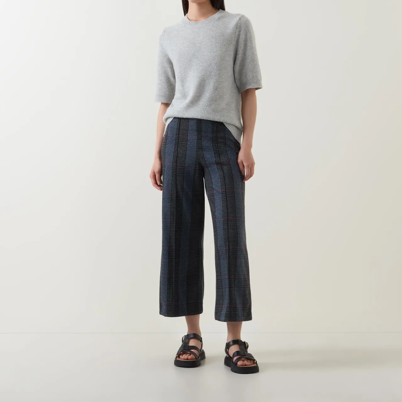 New Ilisan Check Print Cropped Trousers Women Trousers & Shorts