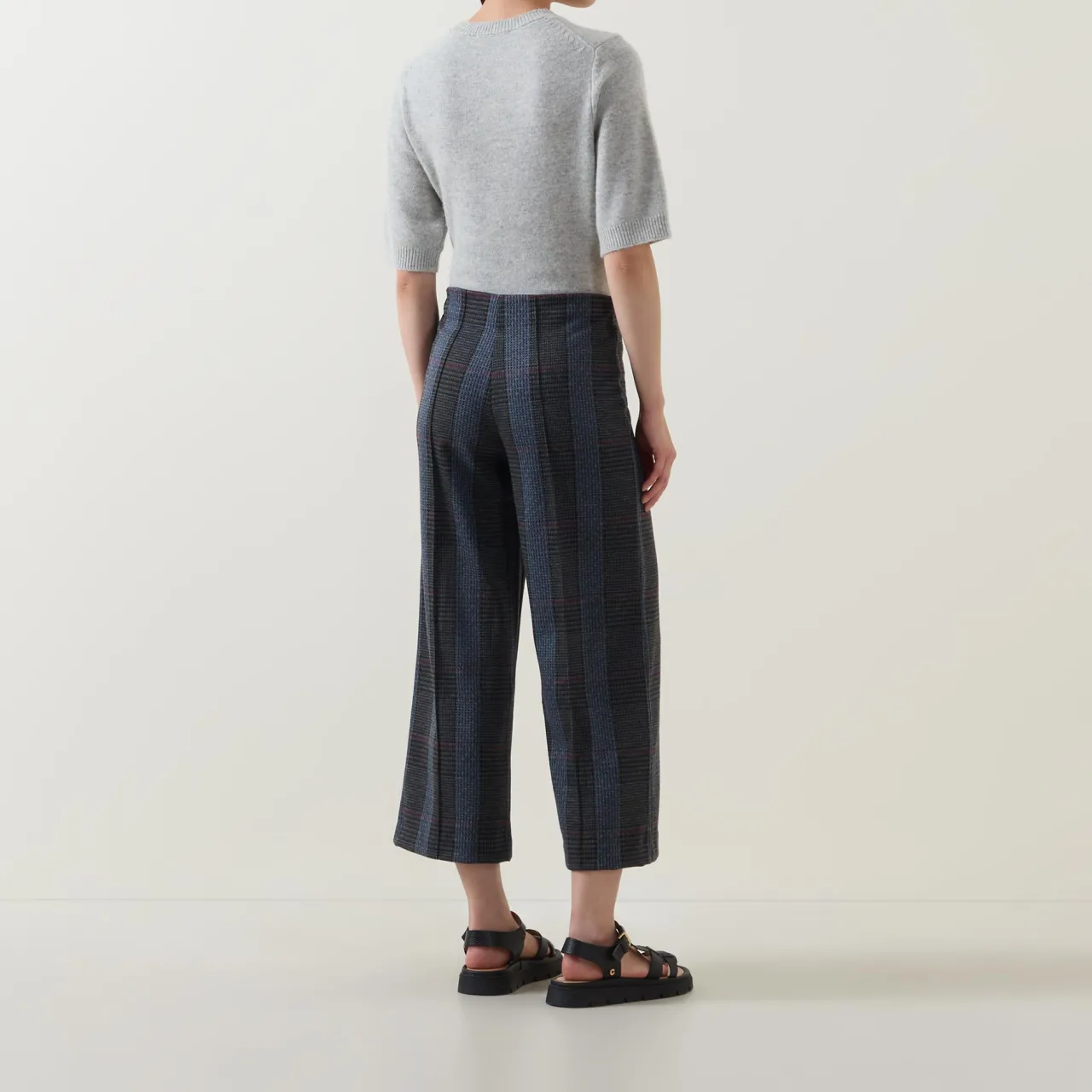 New Ilisan Check Print Cropped Trousers Women Trousers & Shorts
