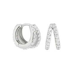 Hot Illusion Crystal Rhodium-Plated Huggies Women Earrings