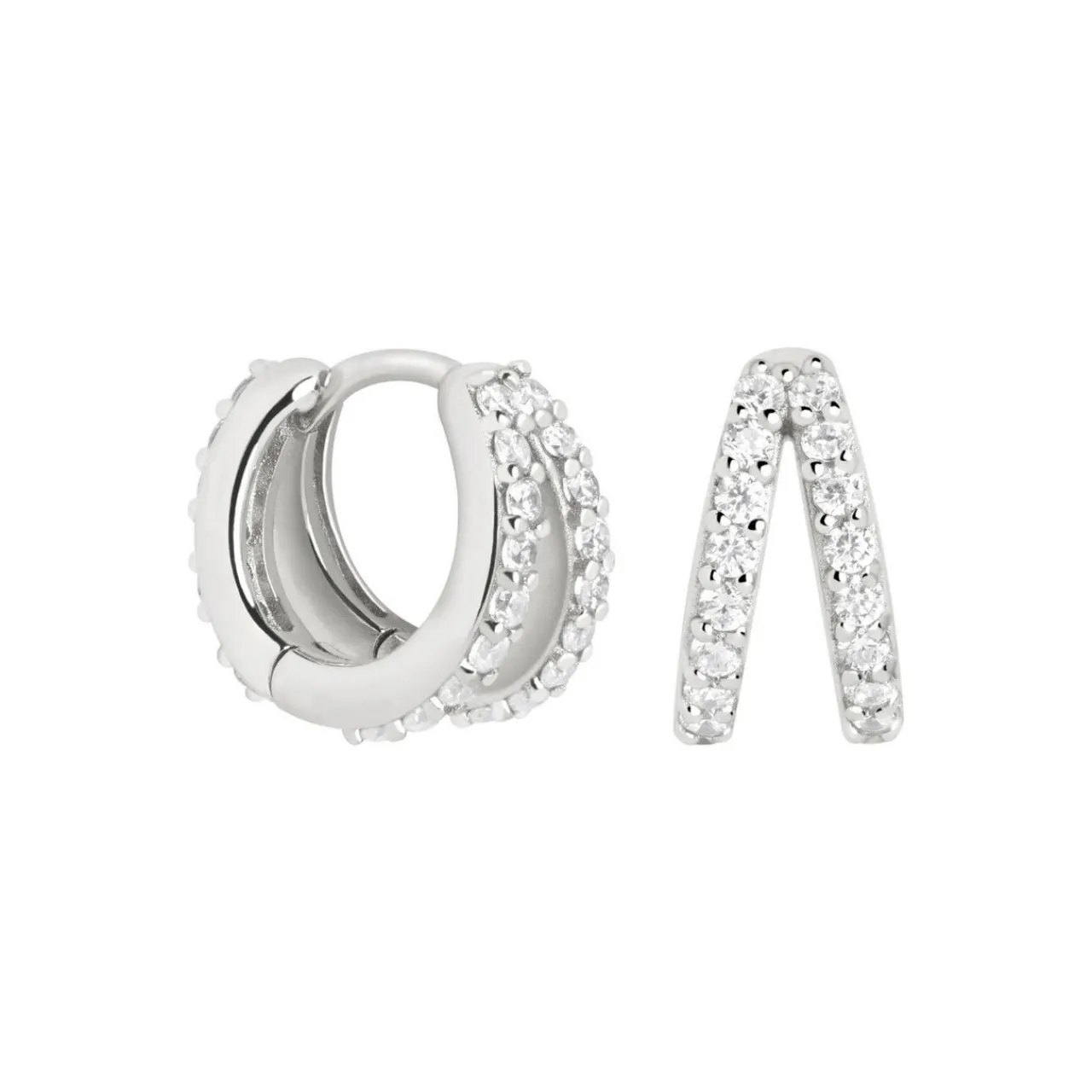 Hot Illusion Crystal Rhodium-Plated Huggies Women Earrings