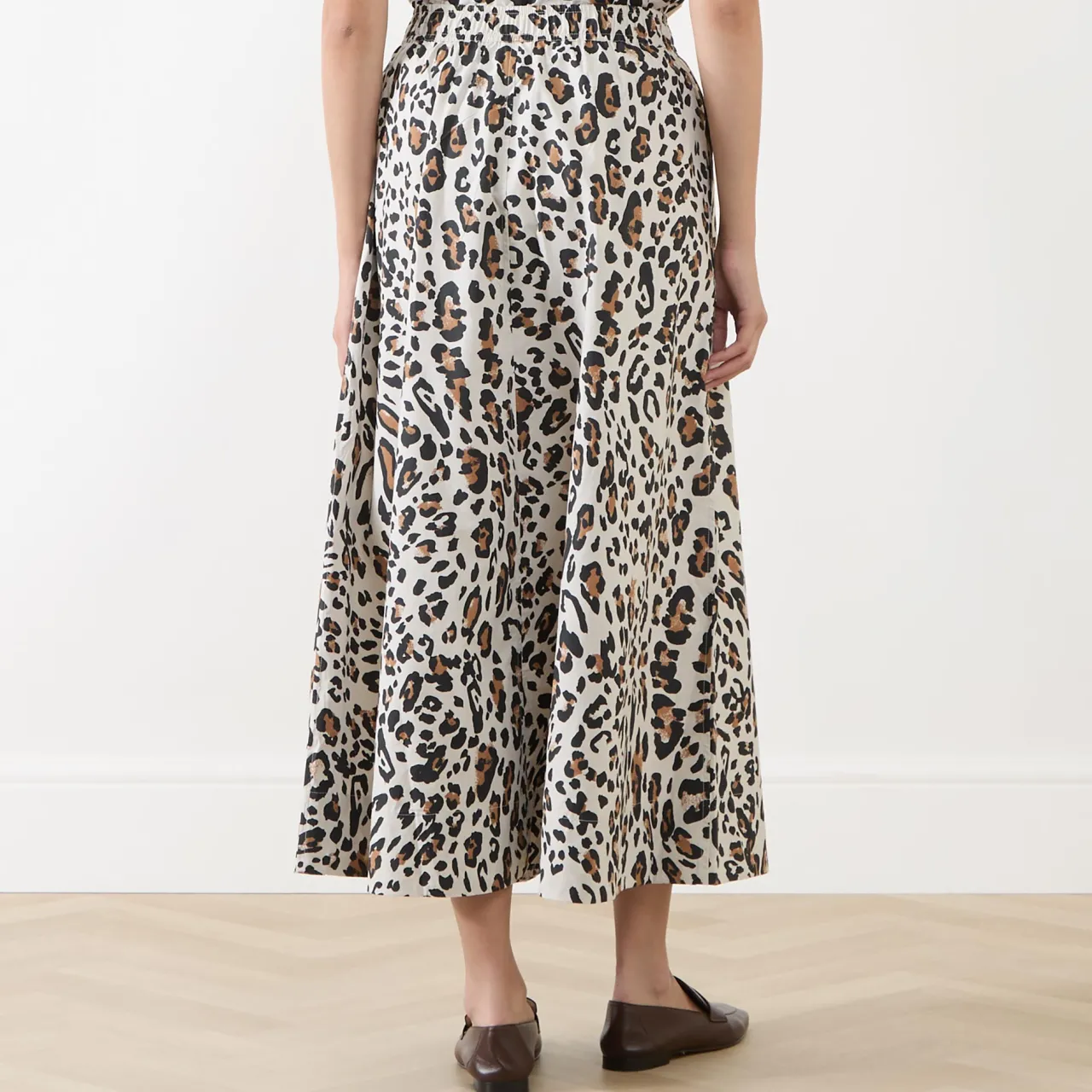 Ingina Leopard Print Flared Skirt Women Skirts