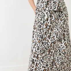 Ingina Leopard Print Flared Skirt Women Skirts